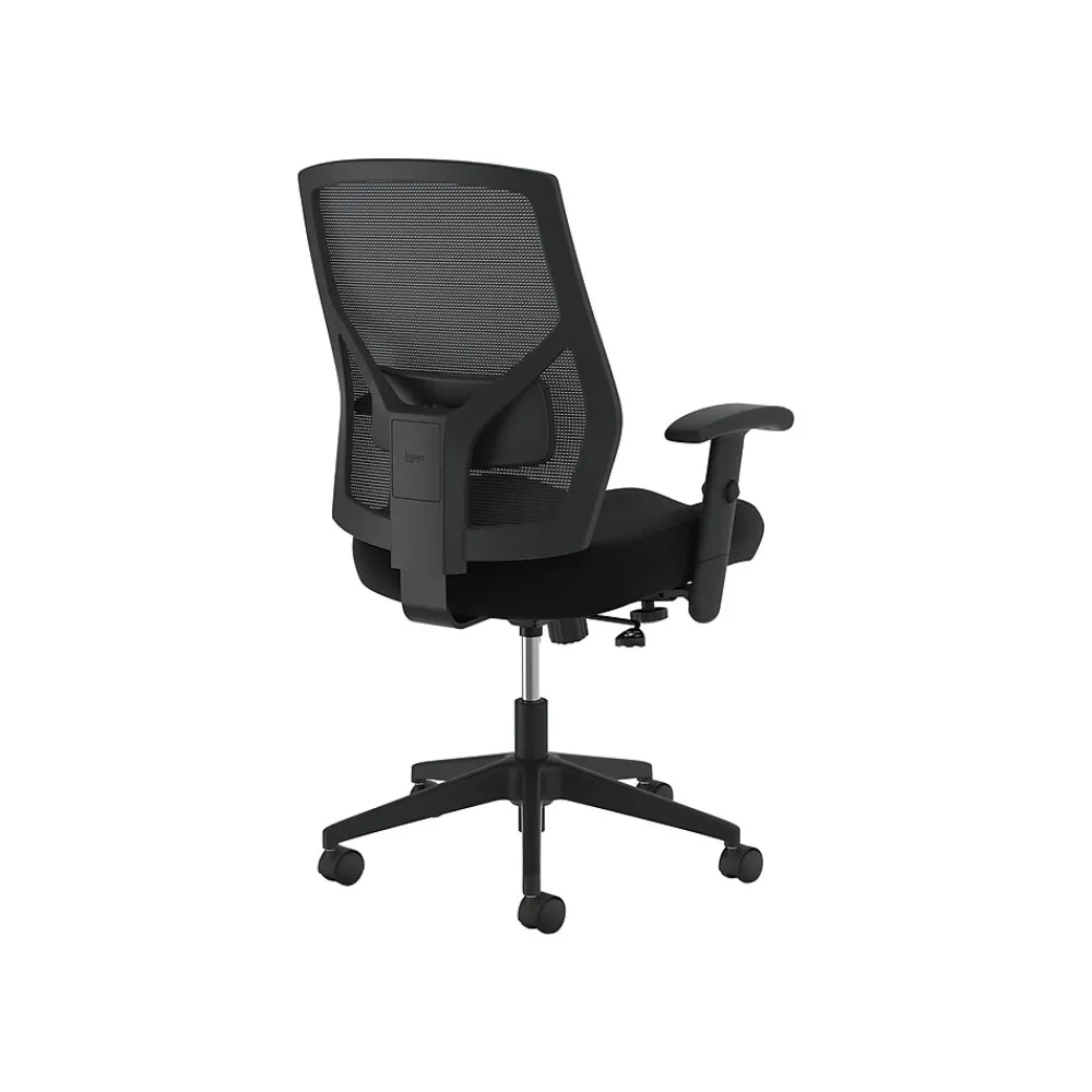Office Chairs*HON Crio High-Back Task Chair, Mesh Back, Adjustable Arms, Adjustable Lumbar, Black Leather (BSXVL581SB11T)