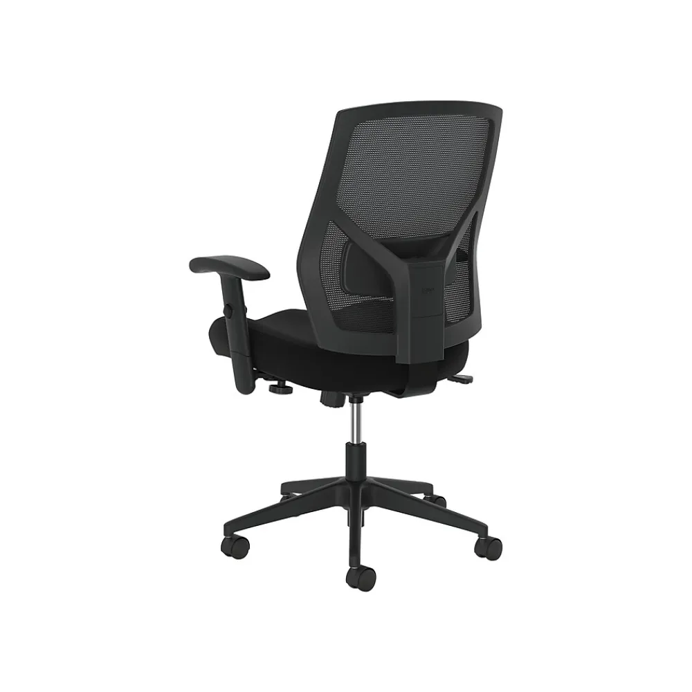 Office Chairs*HON Crio High-Back Task Chair, Mesh Back, Adjustable Arms, Adjustable Lumbar, Black Leather (BSXVL581SB11T)