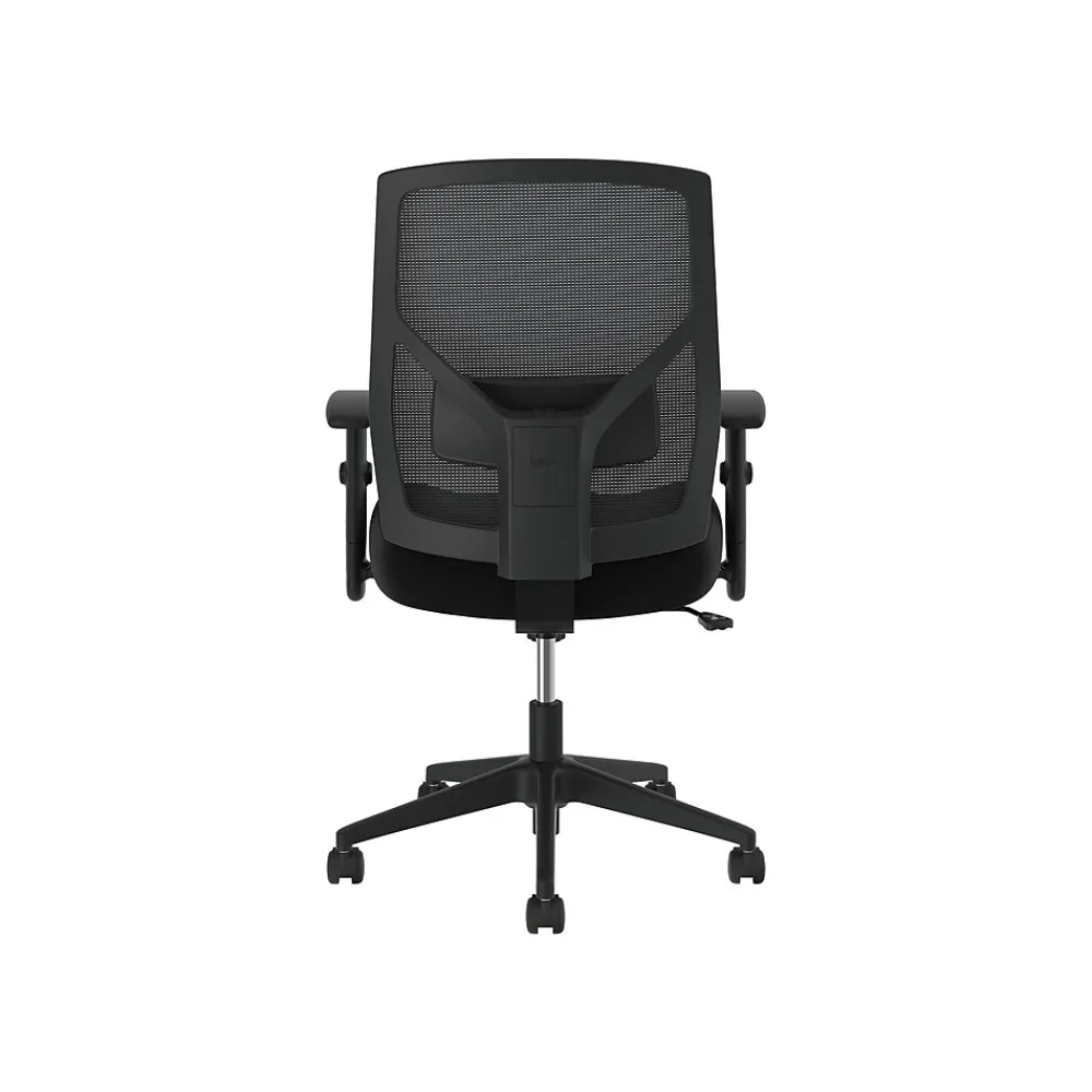 Office Chairs*HON Crio High-Back Task Chair, Mesh Back, Adjustable Arms, Adjustable Lumbar, Black Leather (BSXVL581SB11T)