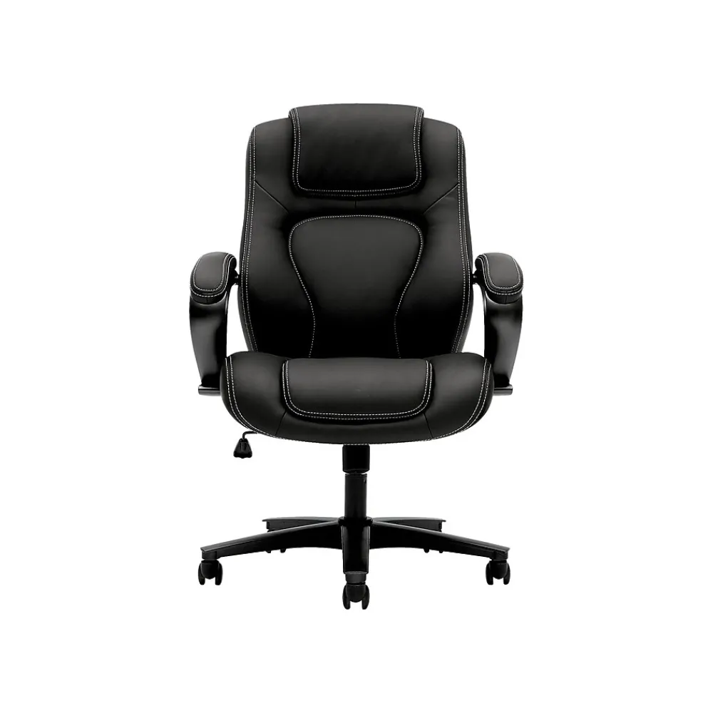 Office Chairs*HON High-Back Chair, Fixed Arms, Black Vinyl (BSXVL402EN11)