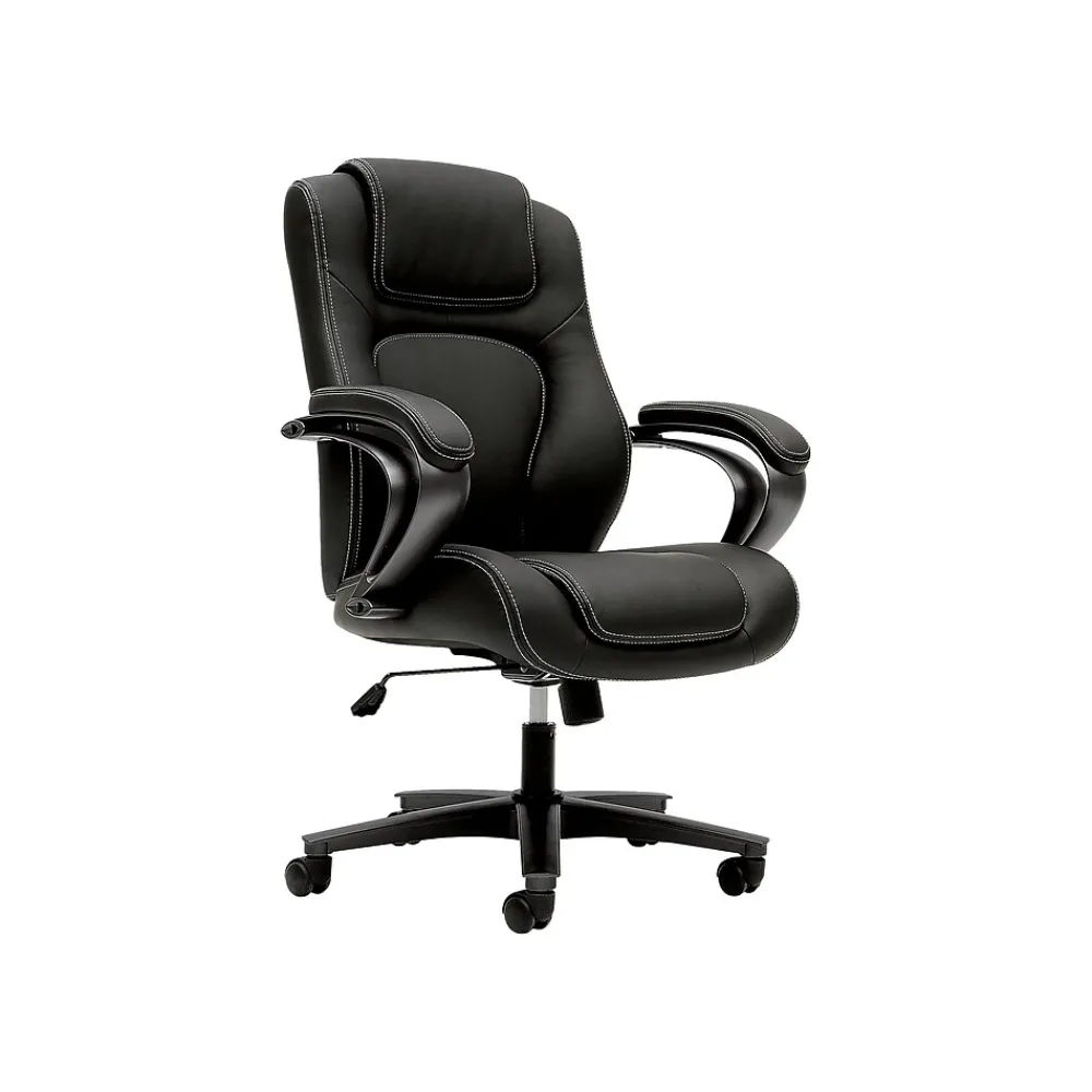 Office Chairs*HON High-Back Chair, Fixed Arms, Black Vinyl (BSXVL402EN11)