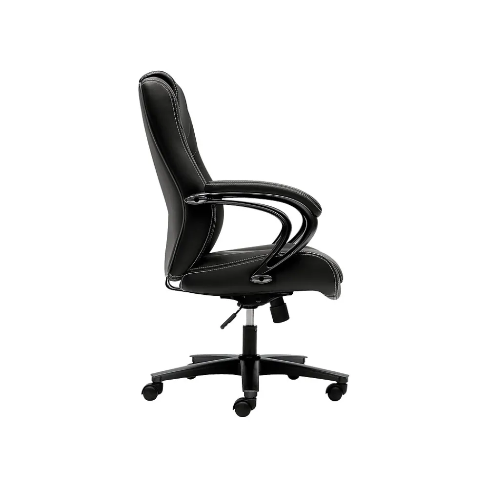 Office Chairs*HON High-Back Chair, Fixed Arms, Black Vinyl (BSXVL402EN11)