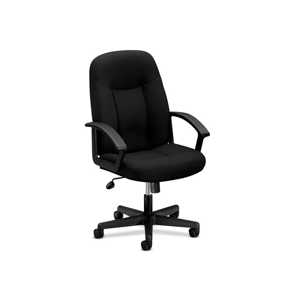 Office Chairs*HON High-Back Executive Chair, Center-Tilt, Fixed Arms, Black Fabric (BSXVL601VA10)