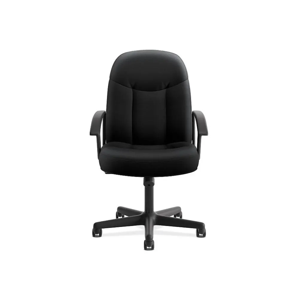 Office Chairs*HON High-Back Executive Chair, Center-Tilt, Fixed Arms, Black Fabric (BSXVL601VA10)