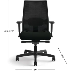 Office Chairs*HON Ignition 2.0 Mesh/Vinyl Mid-Back Task Chair, Adjustable Arms, Black (12M2AMLU10TK) Black Vinyl