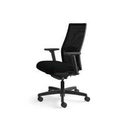 Office Chairs*HON Ignition 2.0 Mesh/Vinyl Mid-Back Task Chair, Adjustable Arms, Black (12M2AMLU10TK) Black Vinyl