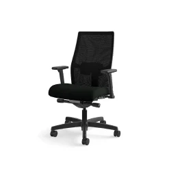 Office Chairs*HON Ignition 2.0 Mesh/Vinyl Mid-Back Task Chair, Adjustable Arms, Black (12M2AMLU10TK) Black Vinyl