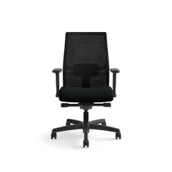 Office Chairs*HON Ignition 2.0 Mesh/Vinyl Mid-Back Task Chair, Adjustable Arms, Black (12M2AMLU10TK) Black Vinyl