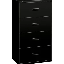 File Cabinets*HON Lateral File, 4 Drawers, Molded Pull, 30"W, Black Finish (BSX434LP)