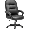 Office Chairs*HON Leather Executive Chair, Fixed Arms, Black (2095HPWST11T)
