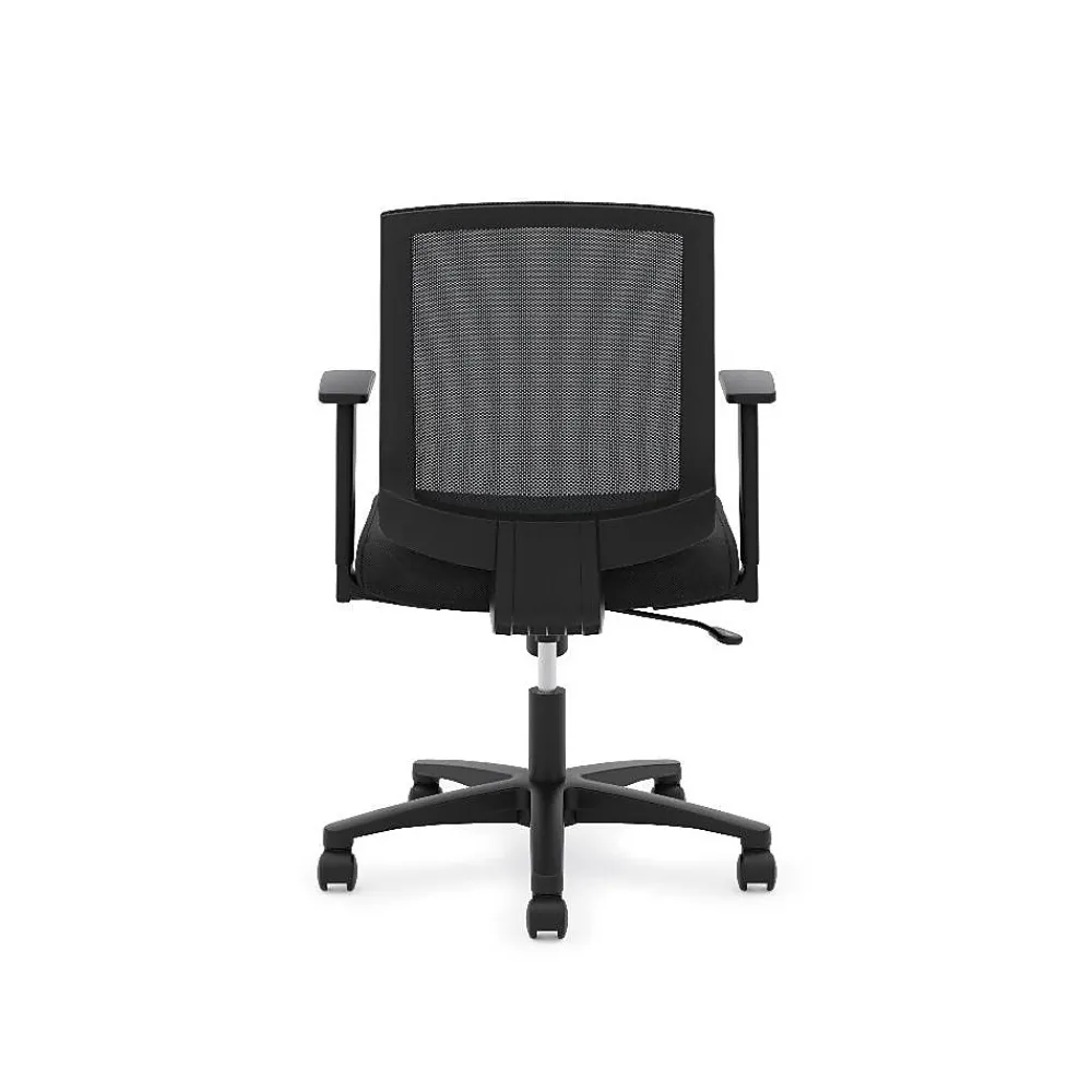 Office Chairs*HON Mesh Mid-Back Task Chair, Center-Tilt, Tension, Lock, Fixed Arms, Black Mesh, Black Fabric (BSXVL511LH10)