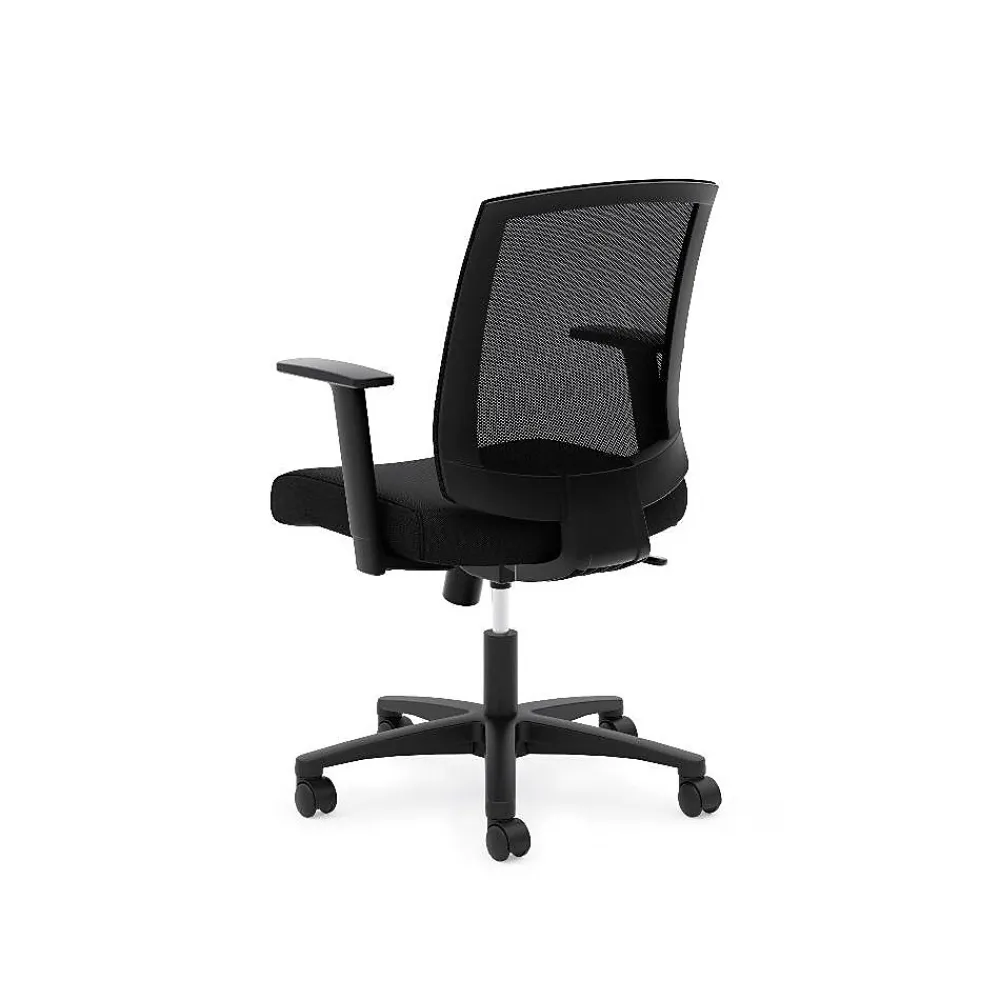 Office Chairs*HON Mesh Mid-Back Task Chair, Center-Tilt, Tension, Lock, Fixed Arms, Black Mesh, Black Fabric (BSXVL511LH10)