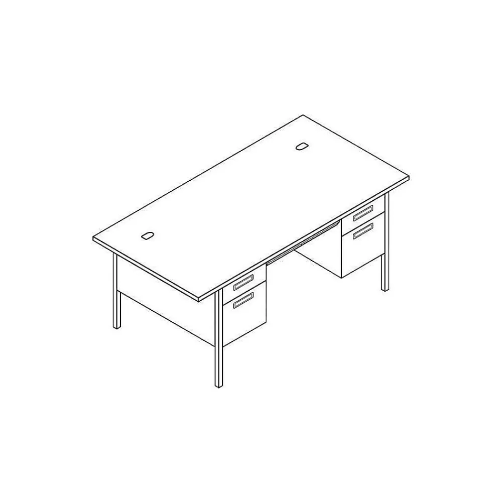 Computer Desks*HON Metro Classic 60" Double Pedestal Desk, Gray/Charcoal (HP3262G2S)