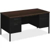 Computer Desks*HON Metro Classic 60"W Double Pedestal Desk, Mocha/Black (P3262MOP)