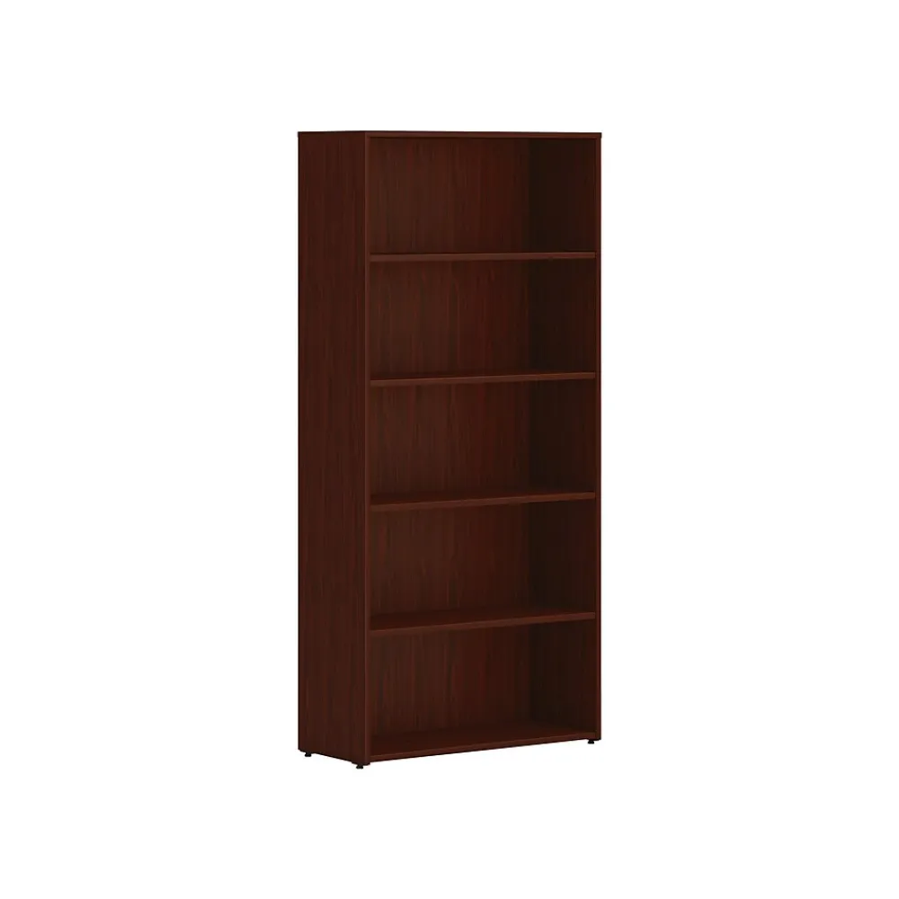 Bookcases*HON Mod 65"H 5-Shelf Bookcase, Traditional Mahogany (HLPLBC3013B5.LTM1)