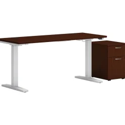Standing Desks*HON Mod 48"W Adjustable Standing Desk with Mobile Storage, Traditional Mahogany (HLPLRW4824CHATBFTM1)