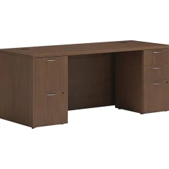 Computer Desks*HON Mod 72"W Double-Pedestal Desk, (HLPLDS72PSSE1) Sepia Walnut