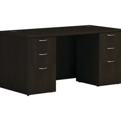 Computer Desks*HON Mod 60"W Double-Pedestal Desk, (HLPLDS6030BBFJA1) Java Oak