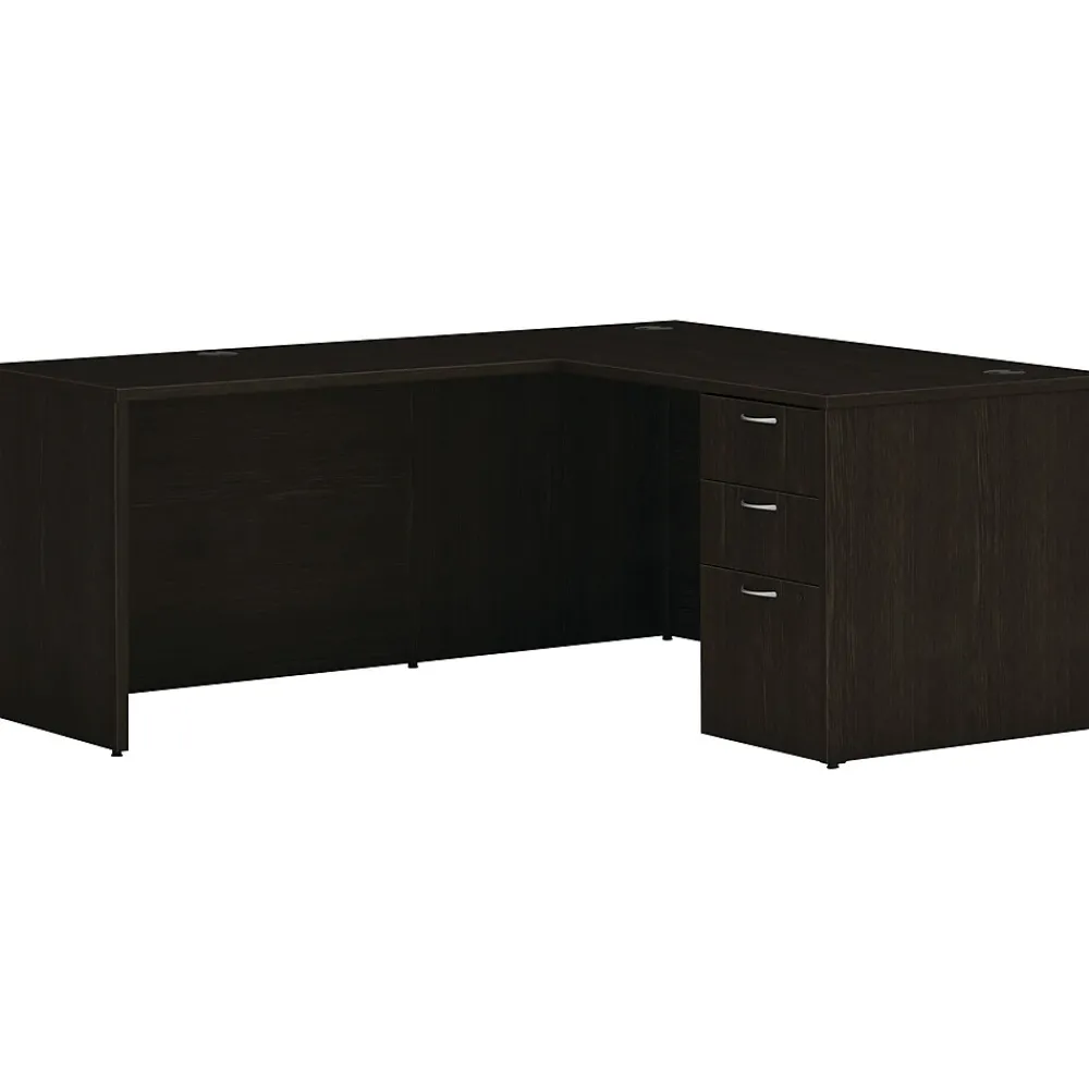 L-Desks*HON Mod 60"W L-Shaped Single-Pedestal Desk, (HLPL6072LDESK1BBFJA1) Java Oak