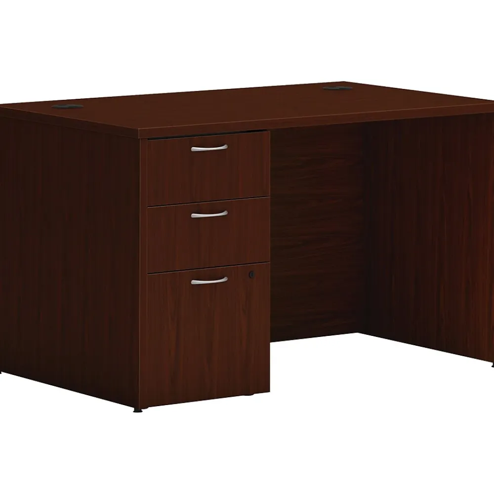 Computer Desks*HON Mod 48"W Single-Pedestal Desk, (HLPLDS4830BBFTM1) Traditional Mahogany