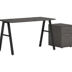 Office Desks*HON Mod 48"W Table Desk with Mobile Storage, Slate Teak (HLPL4824BFLS1ALEGBLK)