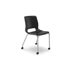 Folding & Stacking*HON Motivate Stacking Chair, Onyx Shell, Textured Platinum Frame, 2 per Carton