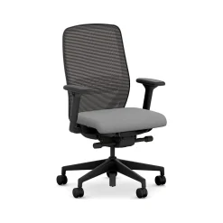Office Chairs*HON Nucleus Fabric/Mesh Swivel Task Chair, Frost/Black (HNR1KD.Y2.STC.A.H.IM.CU22.BL.SB.T)