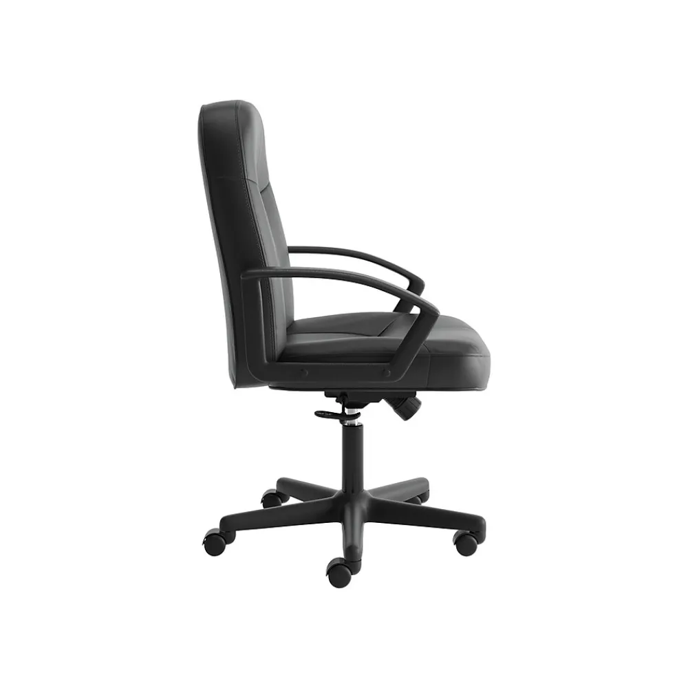 Office Chairs*HON SofThread Leather High-Back Executive Chair, Center-Tilt, Fixed Arms, Black (BSXVL601SB11)