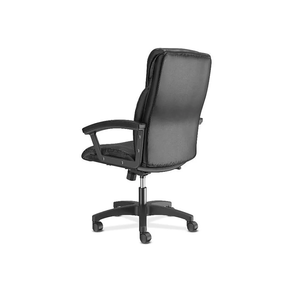 Office Chairs*HON SofThread Leather High-Back Executive Chair, Center-Tilt, Fixed Arms, Black (BSXVL151SB11)