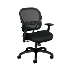 Office Chairs*HON Wave Mesh Mid-Back Chair, Synchro-Tilt, Adjustable Arms, Black Sandwich Mesh (BSXVL712MM10)
