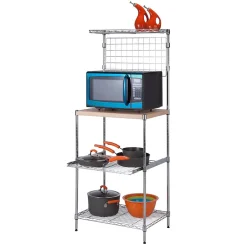 Shelving*Honey-Can-Do Mini Microwaveable Shelf w/MDF Top, Chrome (SHF-09256)