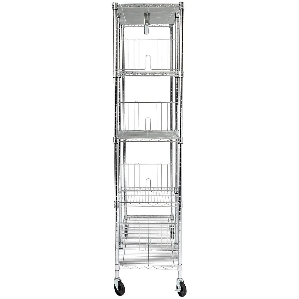 Shelving*Honey-Can-Do Rolling Closet with Garment Bar and Shelves, 18"W, Chrome (SHF-01567)