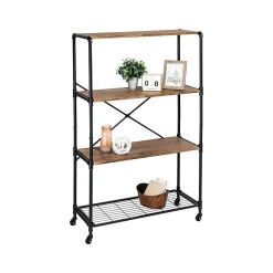 Bookcases*Honey-Can-Do 4-Shelf 63"H Steel Mobile Bookcase, Black (SHF-08838)