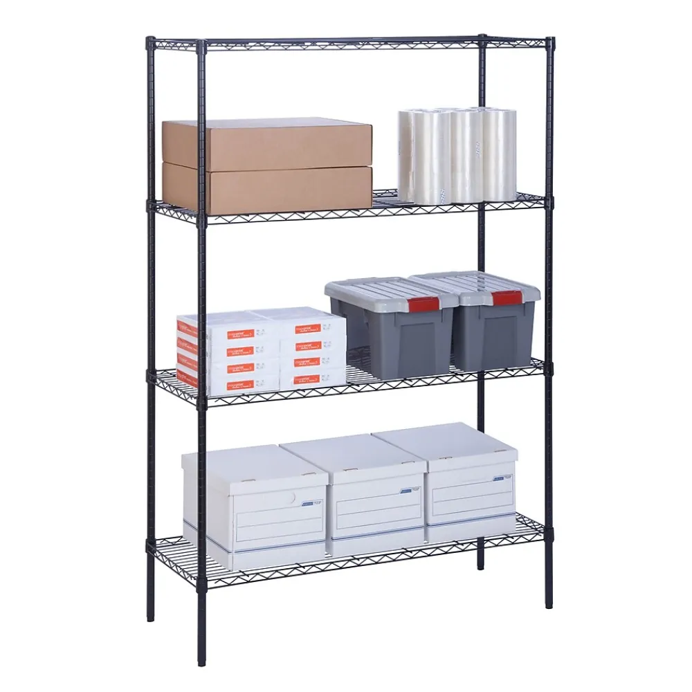 Shelving*Honey-Can-Do 4-Shelf Metal Shelving Unit, 48"W, Black (SHF-05225)
