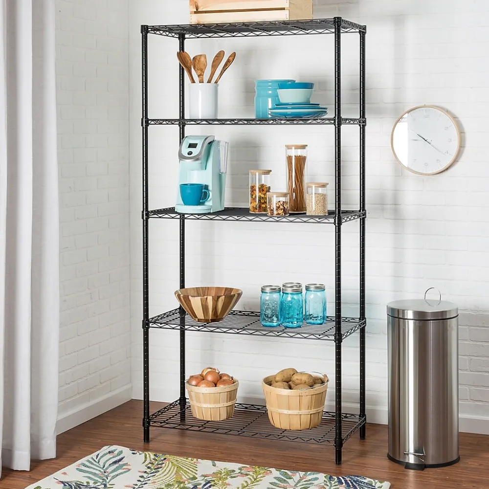 Shelving*Honey-Can-Do 5-Shelf Metal Unit, 36"W, Black (SHF-09627)