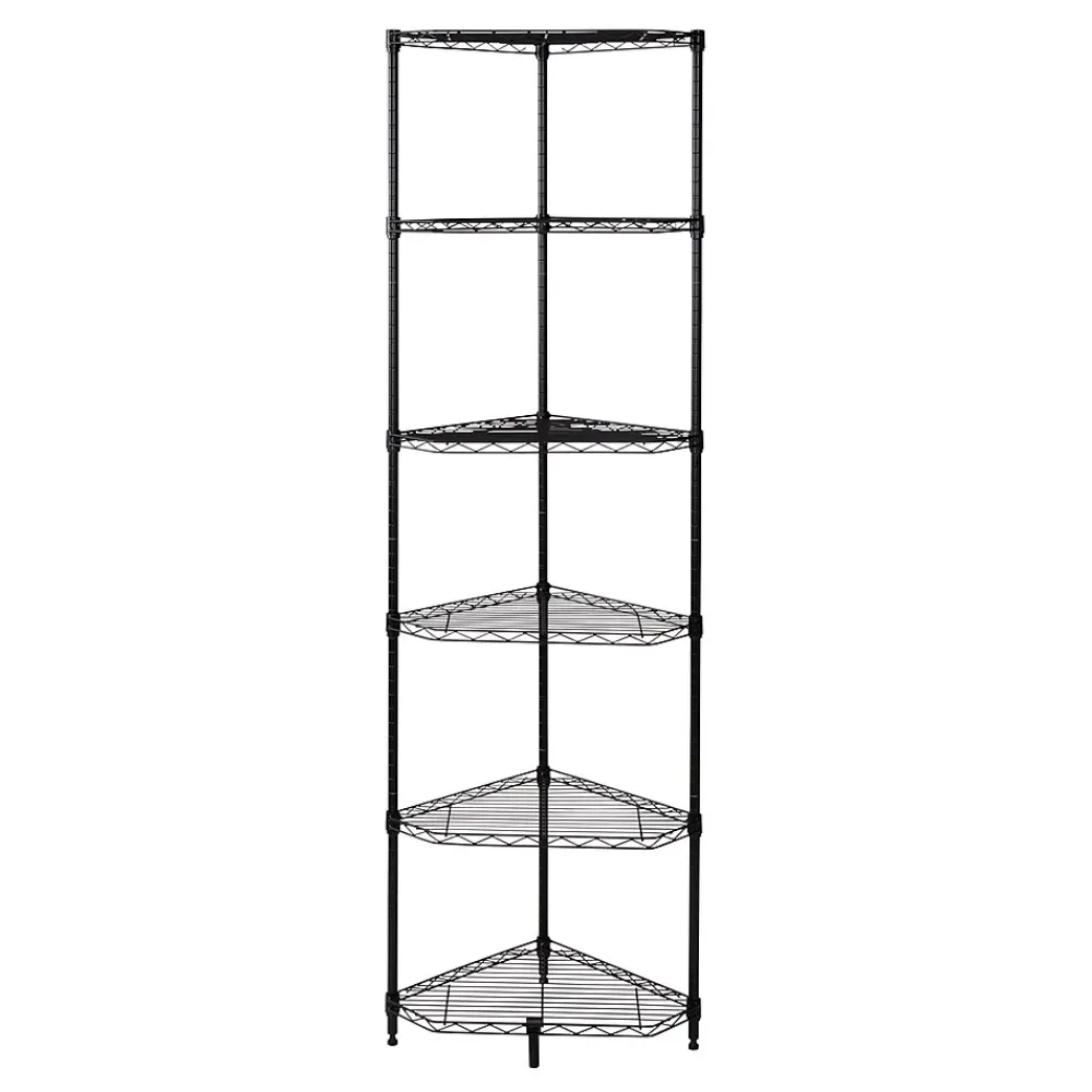 Shelving*Honey-Can-Do 6-Tier Compact Triangle Corner Shelving Unit, Black (SHF-10005)