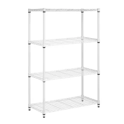 Shelving*Honey-Can-Do 4-Tier Heavy-Duty Adjustable Shelving Unit with 250-lb Weight Capacity, 14"W, White (SHF-09440)
