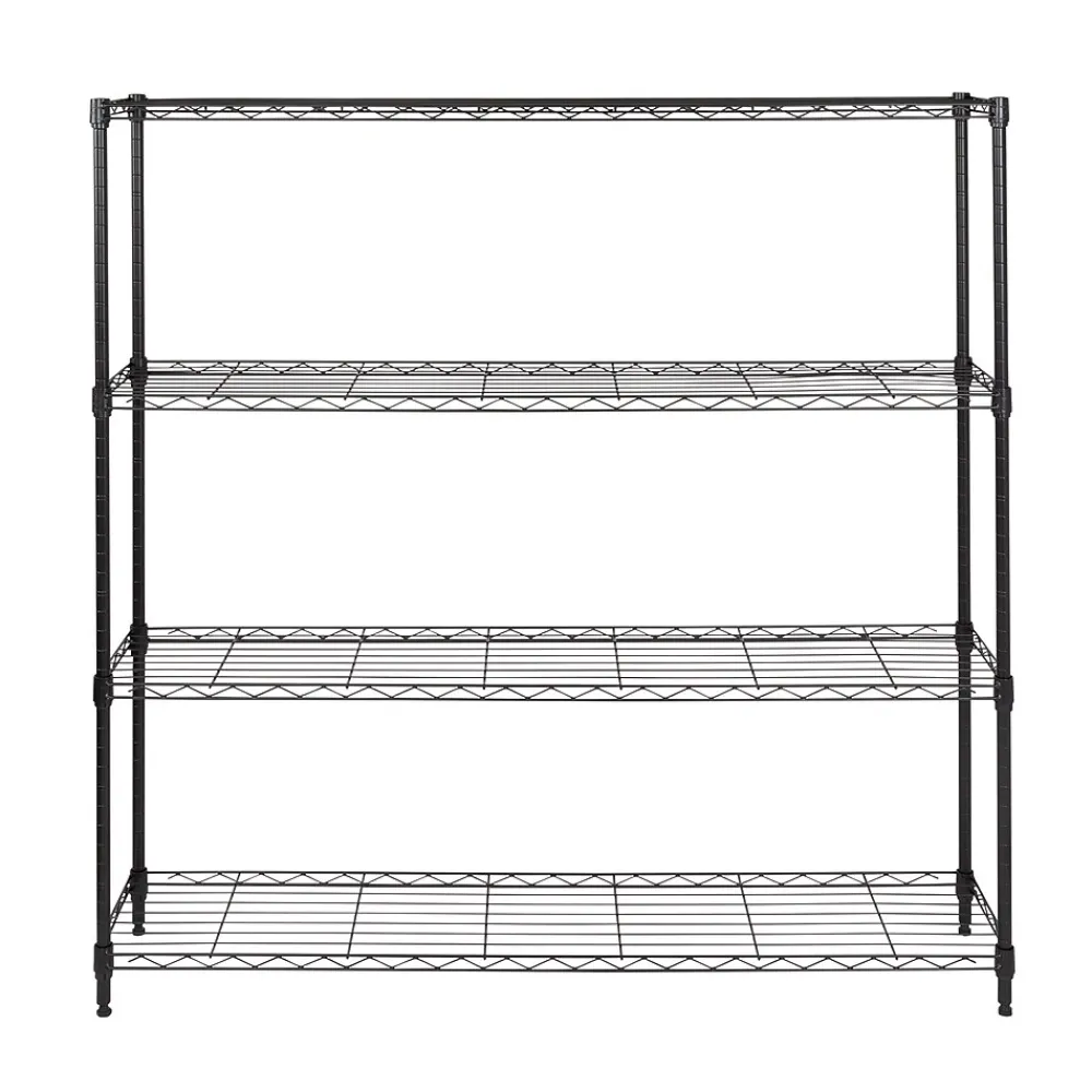 Shelving*Honey-Can-Do 4-Tier Slim Profile Wide Shelving Unit, Black (SHF-10003)