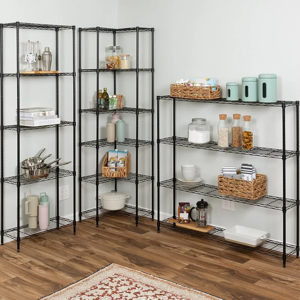 Shelving*Honey-Can-Do 4-Tier Slim Profile Wide Shelving Unit, Black (SHF-10003)