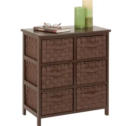 Storage Cabinets*Honey-Can-Do Woven Strap 6 Drawer Storage Chest with Wooden Frame, Java Brown (TBL-03758)