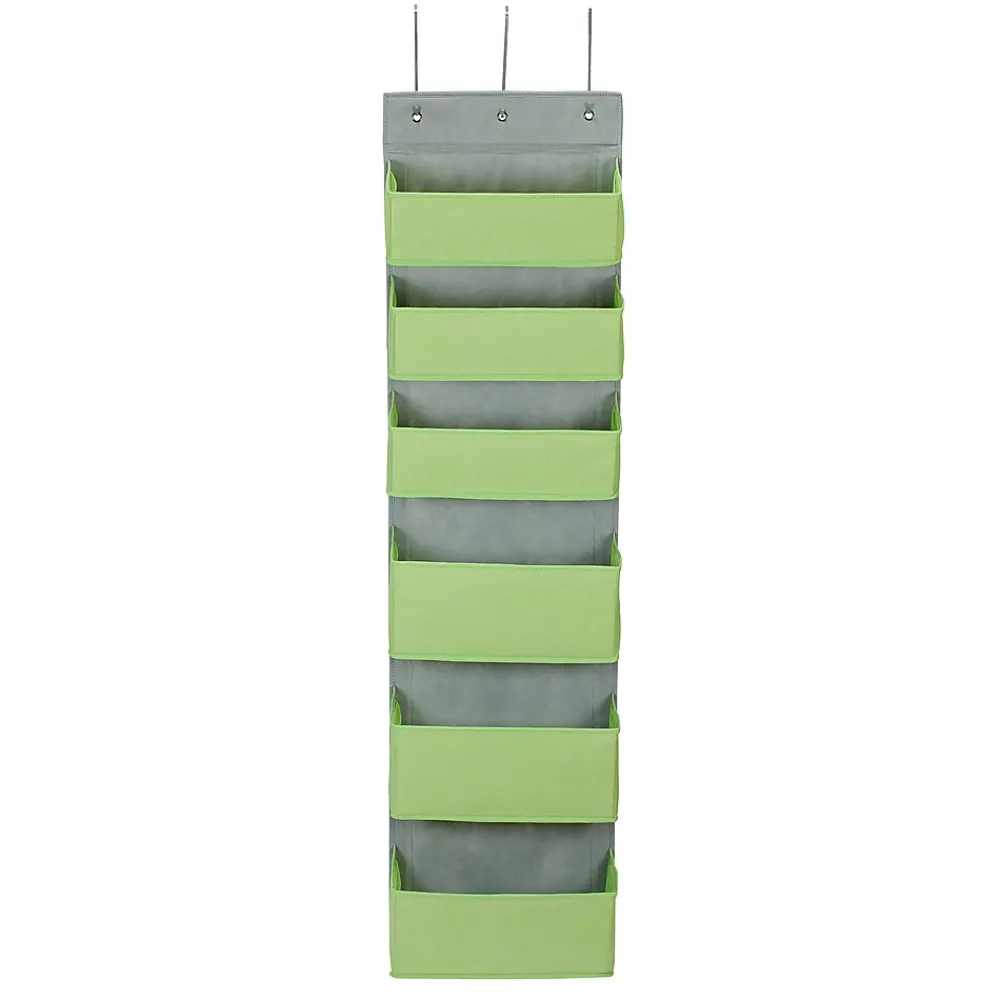 Shelving*Household Essentials 6 Pocket Plastic/Poly Over the Door Hanging Oranizer, 57" x 15" x 7", Lime (2167-1)