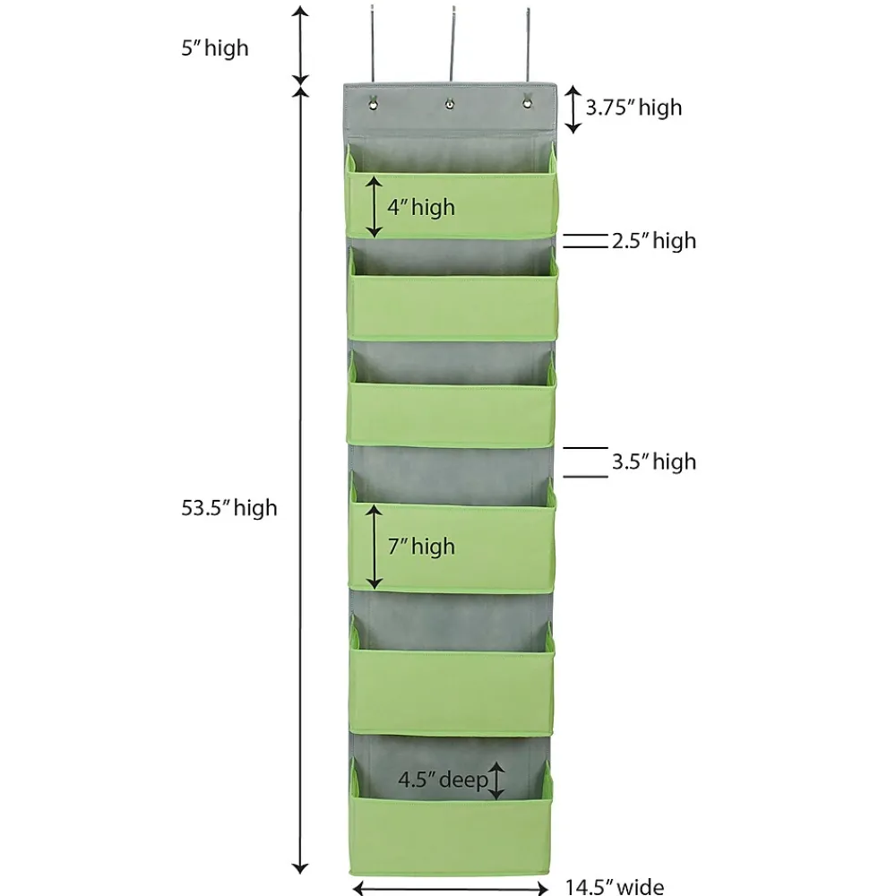 Shelving*Household Essentials 6 Pocket Plastic/Poly Over the Door Hanging Oranizer, 57" x 15" x 7", Lime (2167-1)