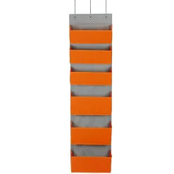 Shelving*Household Essentials 6 Pocket Plastic/Poly Over the Door Hanging Organizer, 57" x 15" x 7", Orange (2168-1)