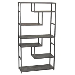 Bookcases*Household Essentials 65"H 6-Shelf Bookcase, (8090-1) Slate Faux Concrete