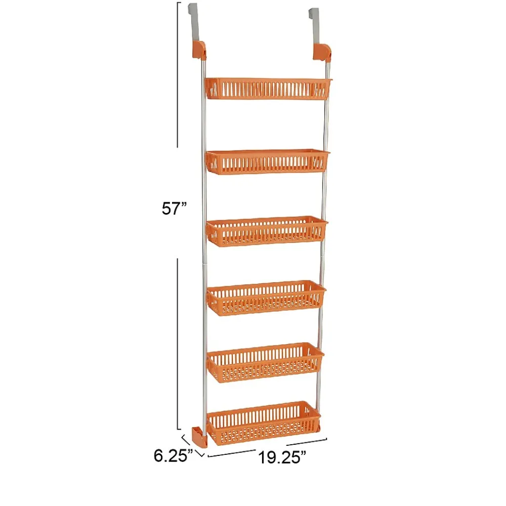 Shelving*Household Essentials OTD 6-Shelf Hanging Storage Rack, 57" x 19.25" x 6.25", Orange (2152-1)
