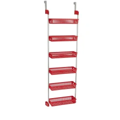 Shelving*Household Essentials OTD 6-Shelf Hanging Storage Rack, 57" x 19.25" x 6.25", Red (2153-1)