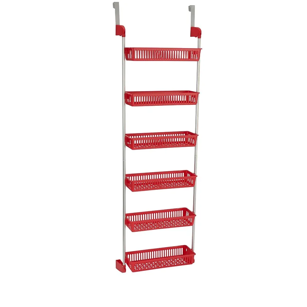 Shelving*Household Essentials OTD 6-Shelf Hanging Storage Rack, 57" x 19.25" x 6.25", Red (2153-1)