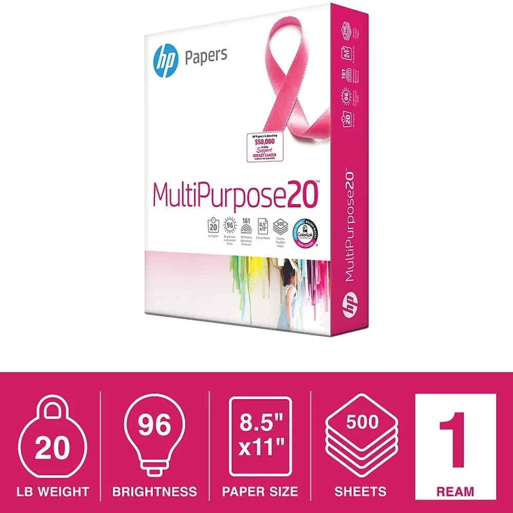 Multipurpose Paper*HP 8.5" x 11" Multipurpose Paper, 20 lbs., 96 Brightness, White, 500/Ream (206230)