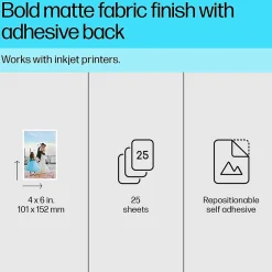 Photo Paper*HP Picture Stickers, 4" x 6", 25 Sheets/Pack (8L1U8A)