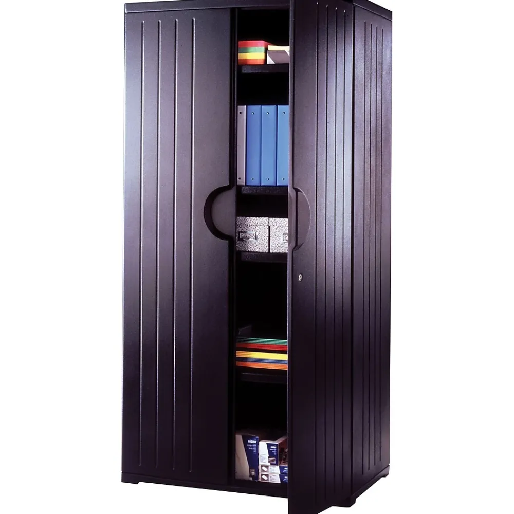 Storage Cabinets*ICEBERG ® Officeworks® Polyethylene Storage Cabinet, Non-Assembled, 72Hx36Wx22D", Black